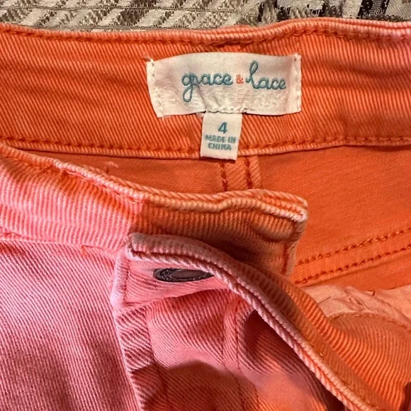 Grace & Lace Vibrant Coral Jean Shorts - Picture 6 of 8
